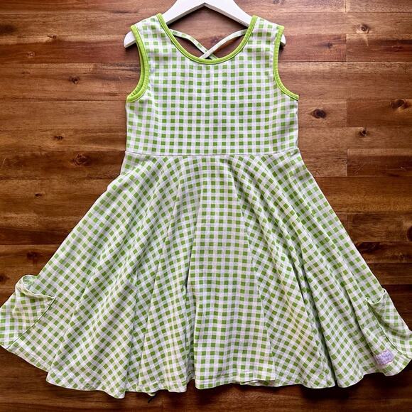 SweetHoney Sleeveless Game Day Knit Dress Big Green Gingham Cotton Teen 10 - Picture 2 of 8